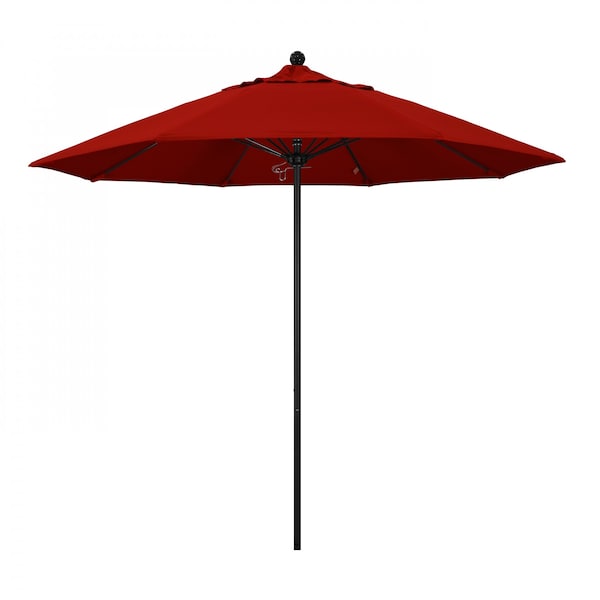 California Umbrella 9' Black Aluminum Market Patio Umbrella, Sunbrella Jockey Red 194061335154 - main